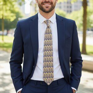 VINTAGE VAN HEUSEN Mens Silk Tie Gold Suit Baroque Executive Renaissance